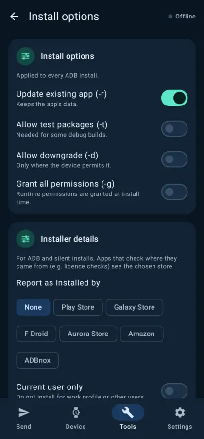 Install options